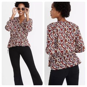 Madewell Viola Floral Ruffle Hem Blouse
